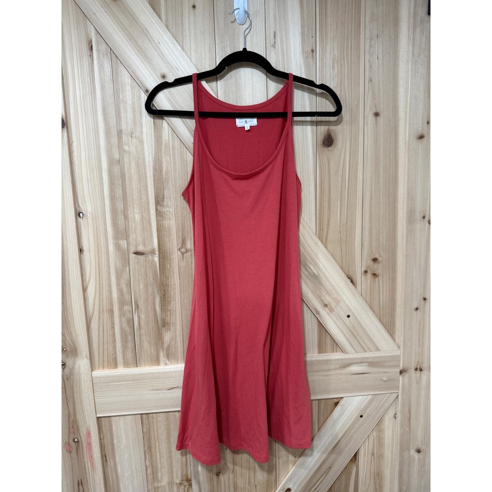 Lou & Grey Coral Red Sleeveless Scoop Neck Knit Swing Mini Dress Small